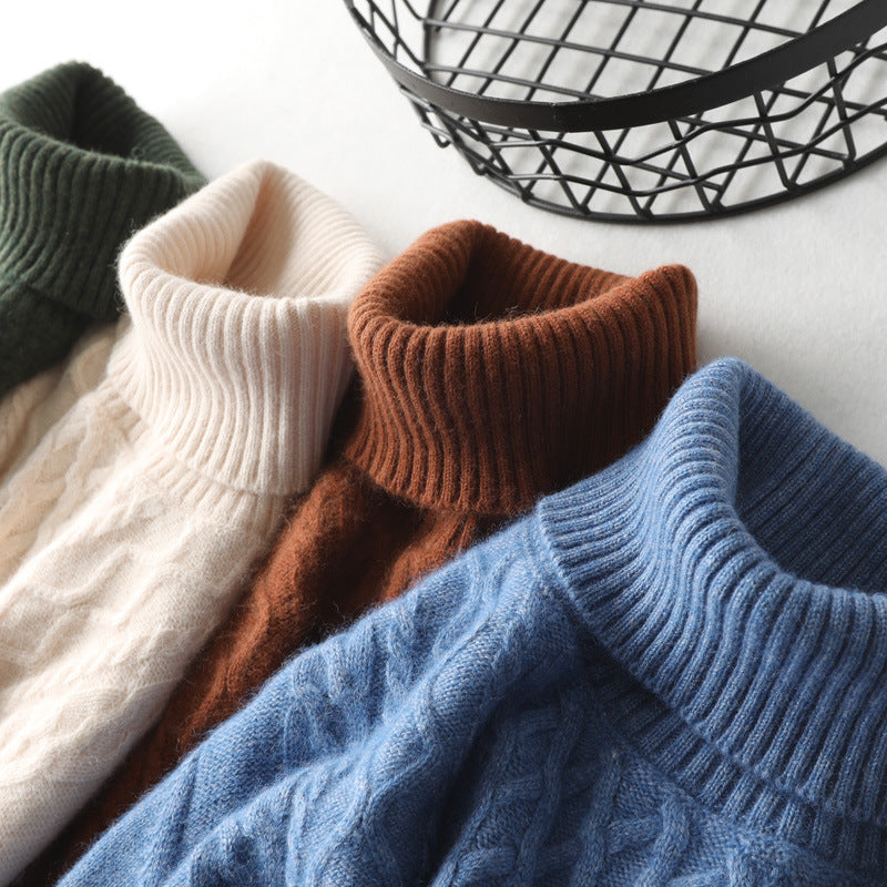 Winter High Collar Pure Cashmere Sweater Men's Casual