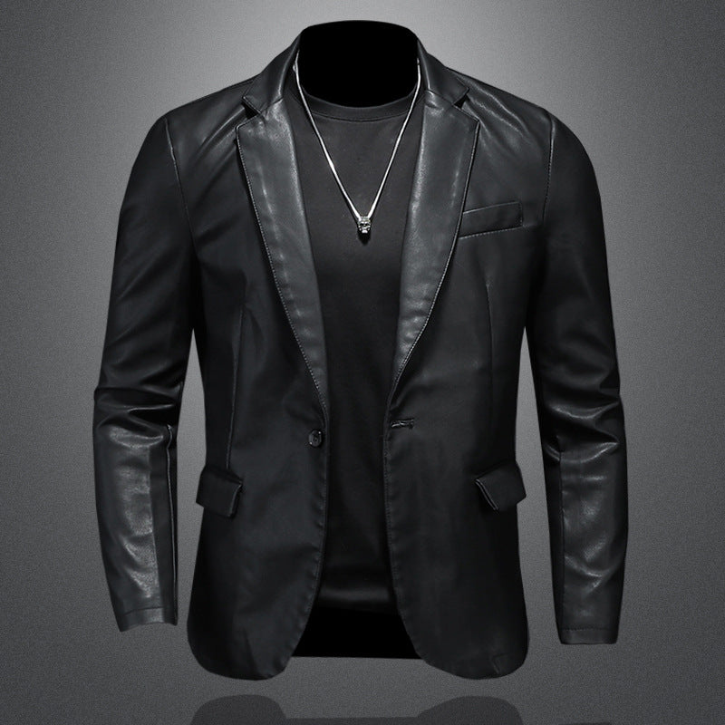 Suit Men's Leather Coat Casual Korean Style