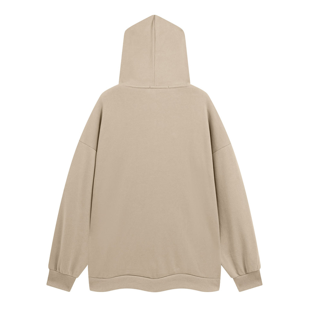 Autumn And Winter Metal Design Four Awn Star Plus Velvet Thickened Hooded Sweatshirt