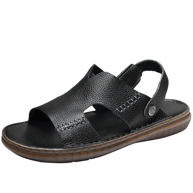 Men's Sandals Dual-use Cowhide Soft Bottom Beach Shoes