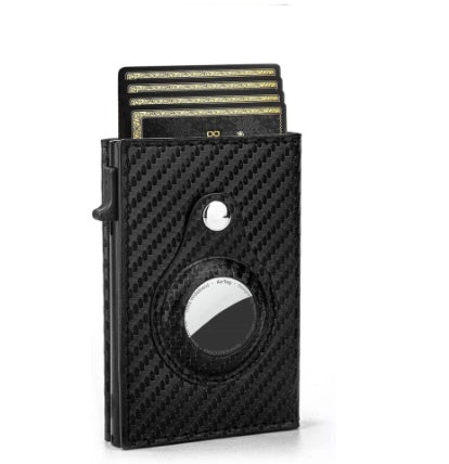 Rfid Card Holder Men Black Short Purse Small Leather Slim Wallets Mini Wallets For Airtag Air Tag