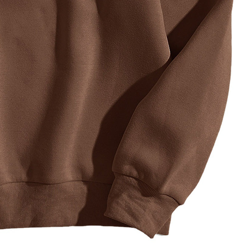 Drop Shoulder Round Neck Cotton Brown Sweatshirt