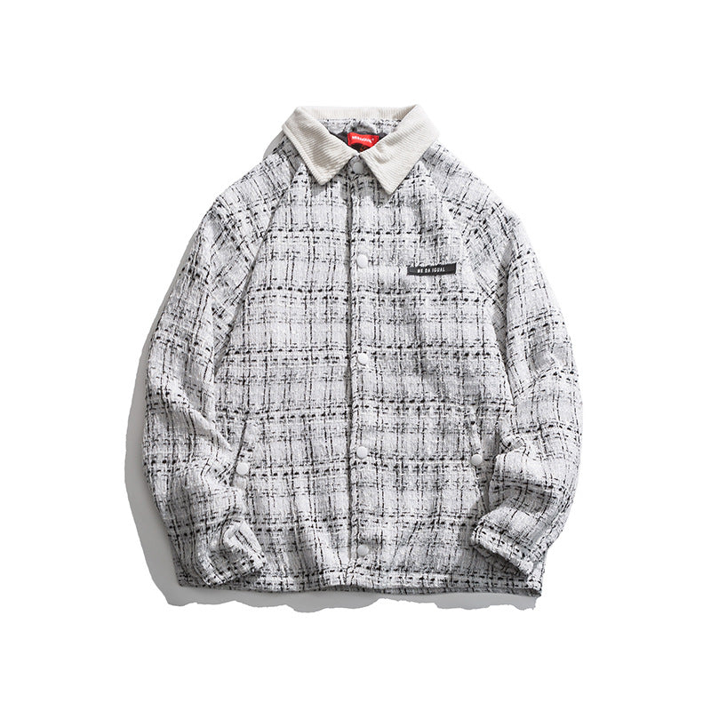 Men's Casual Braided Plaid Lapel Jacket