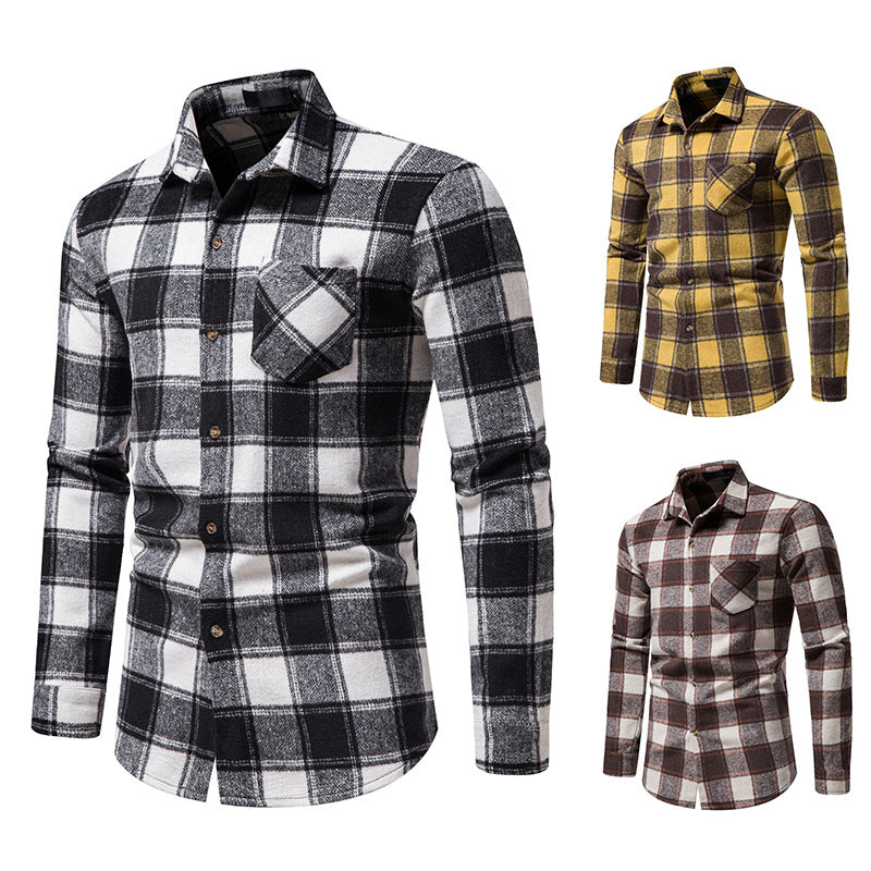 Thick Warm Woolen  Flannel Casual Shirt men