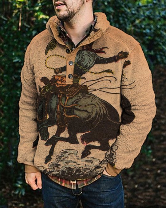 Autumn And Winter Casual Button Pocket Flannel Plush Men's Sweater