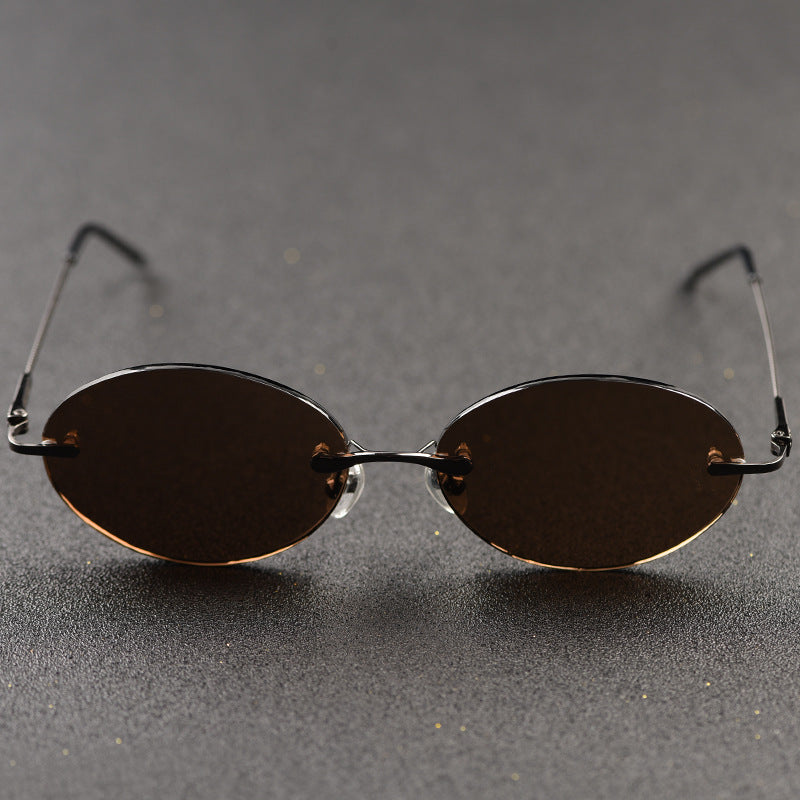 Frameless Oval Style Anti Fatigue Sunglasses