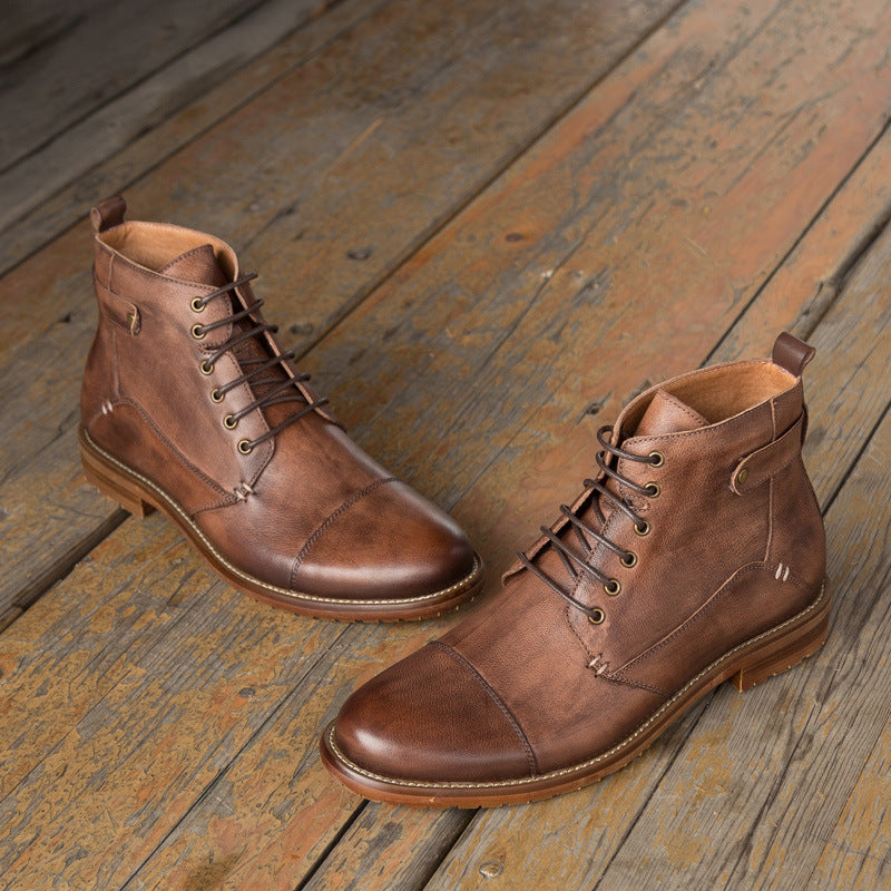 Men's Casual Lace-up High-top Ankle Boots