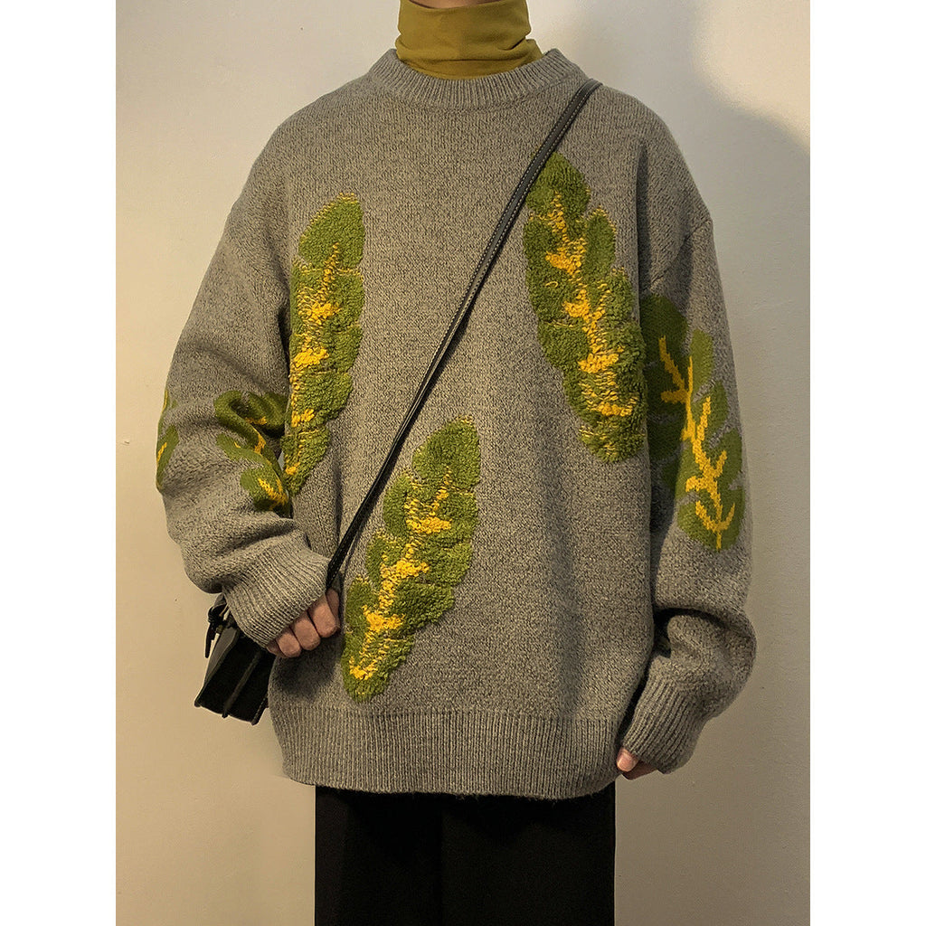 Abstract Jacquard Sweater Heavy Bottomed Shirt