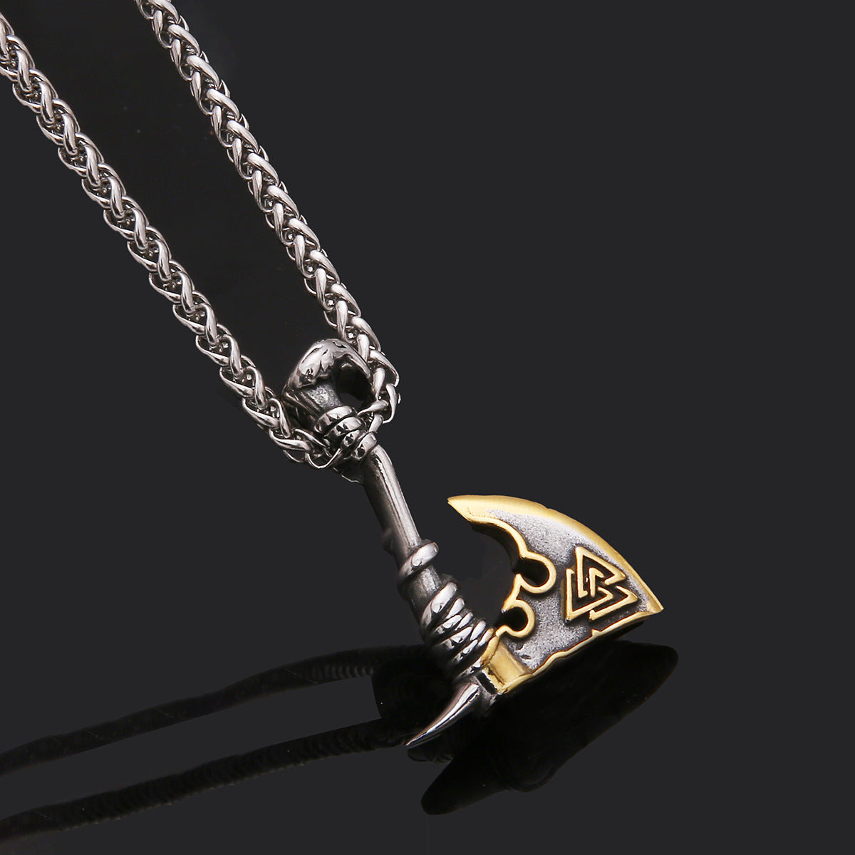 Stainless Steel Axe Pendant Titanium Steel Orchid Chain Men