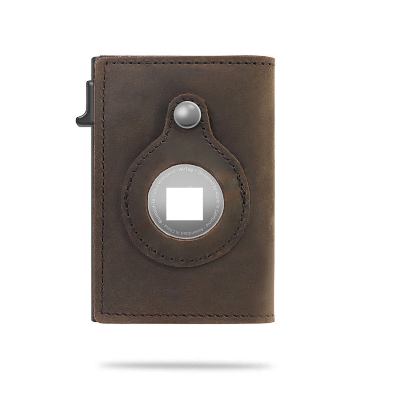 Rfid Card Holder Men Black Short Purse Small Leather Slim Wallets Mini Wallets For Airtag Air Tag