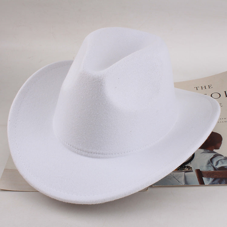 European And American Style Woolen Cowboy Hat Men's Lady Couple Ethnic Style Curling
