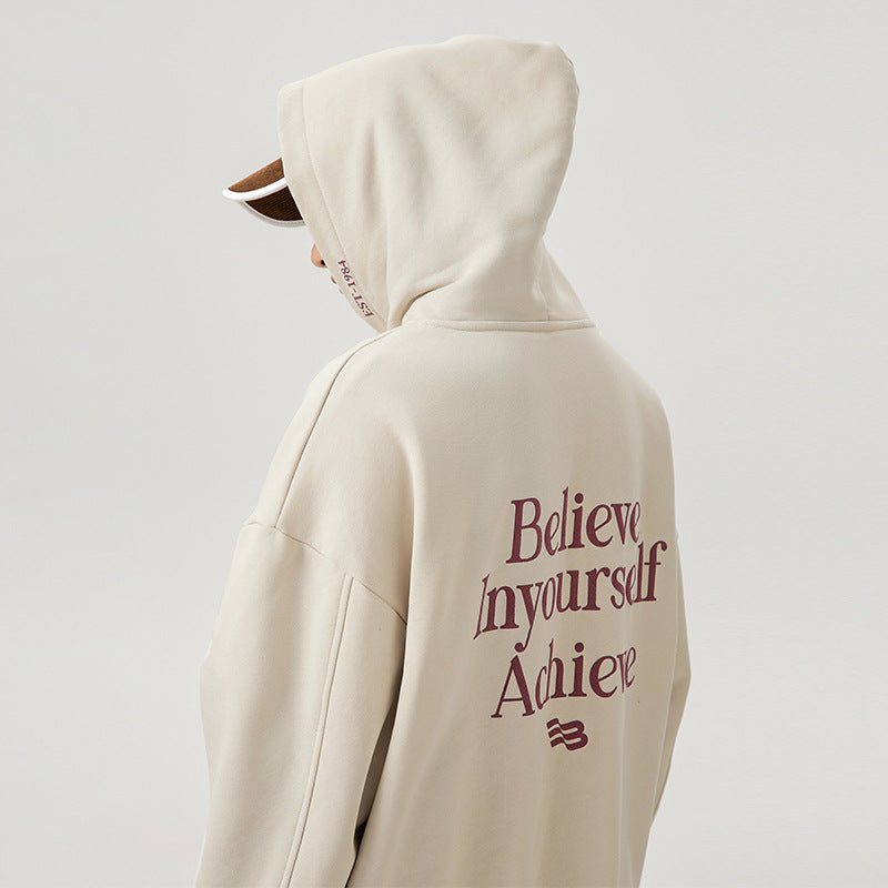 American Retro Hooded Sweater Men's Autumn Puff Print Coat