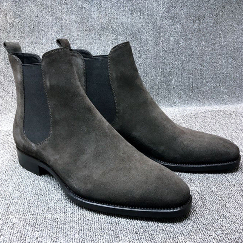 Men's Short Boots Vintage High-top Leather Shoes Martin Boots