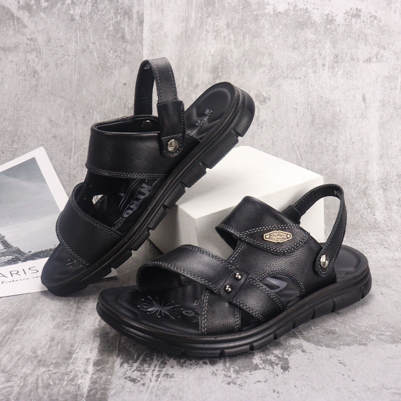 First Layer Cowhide Men's Beach Shoes Summer New Style