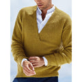 Solid Color Long-sleeved V-neck Knitted Men's Sweater