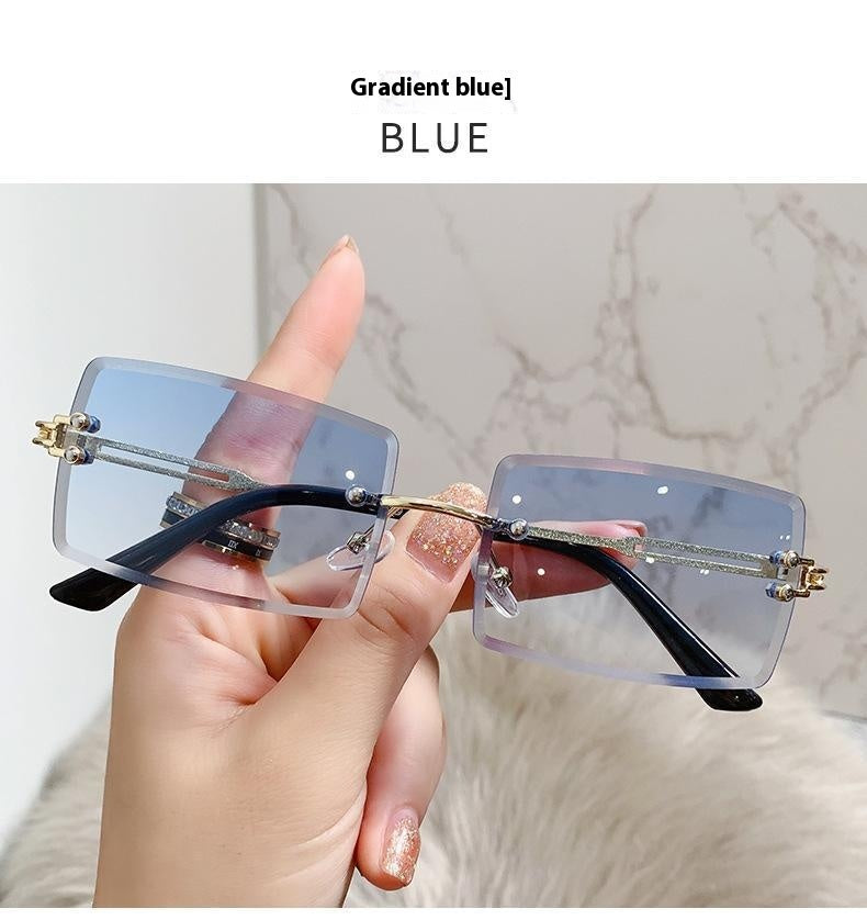 Frameless Trimming Sunglasses Fashion Ocean Lens