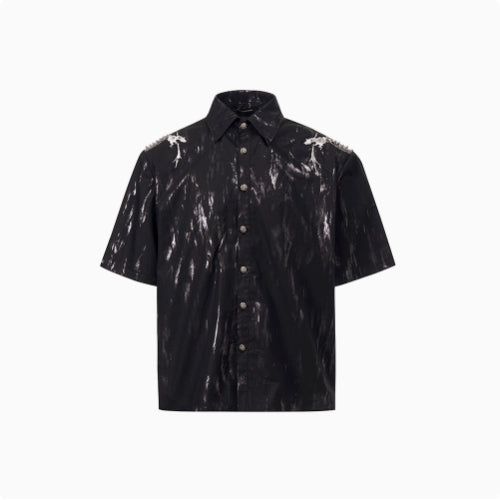 Spine Snake-shaped Shoulder Pad White Shirt Men's Beaded Gold-plated Short Sleeve