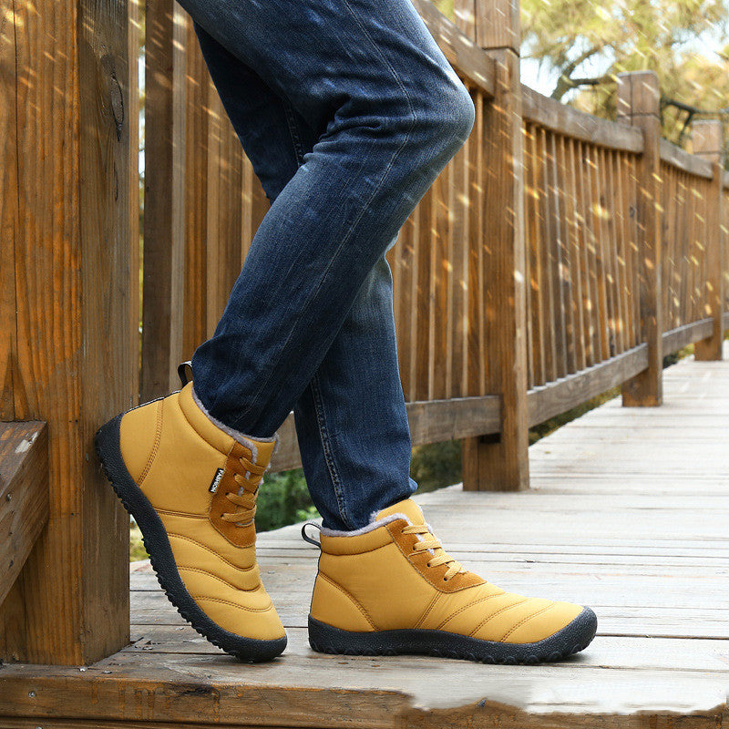 Winter High Top Lace Up Plus Velvet Cotton Shoes