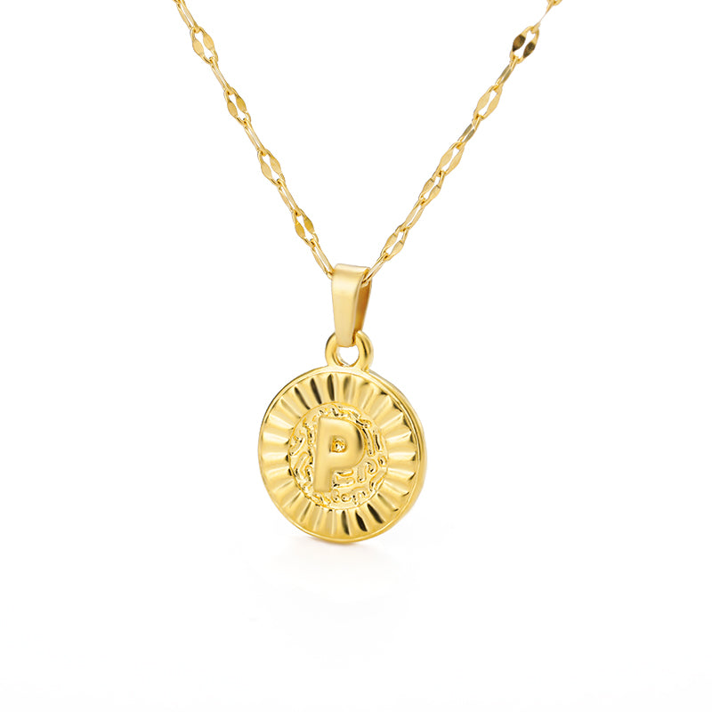 English Alphabet Disc Necklace Men and women