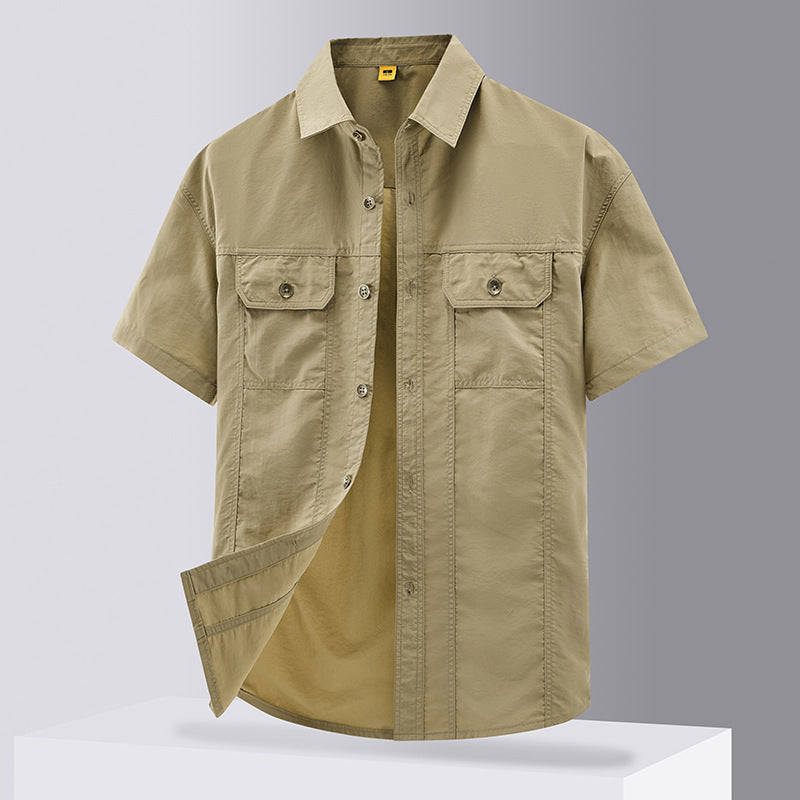 Casual Solid Color Workwear Shirt Men