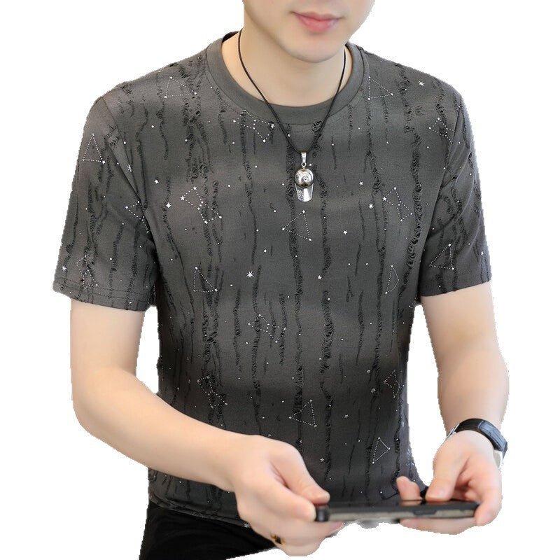 Ice Silk Short Sleeve T-shirt Casual Round Neck Top