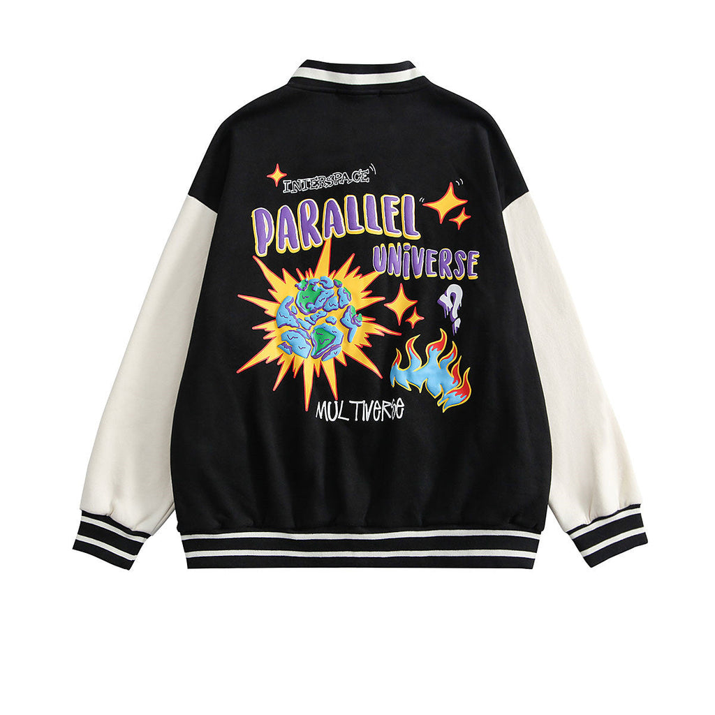 Baseball Uniform Women's American Style Street Loose Fleece Jacket