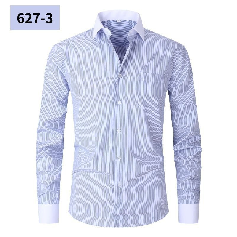 Men's Casual American-style Long-sleeved Striped Shirt