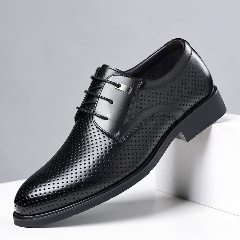 Men's Height Increasing Insole Formal Business Hollow Leather Shoes