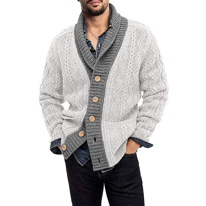 Lapel Knit European And American Sweater Men