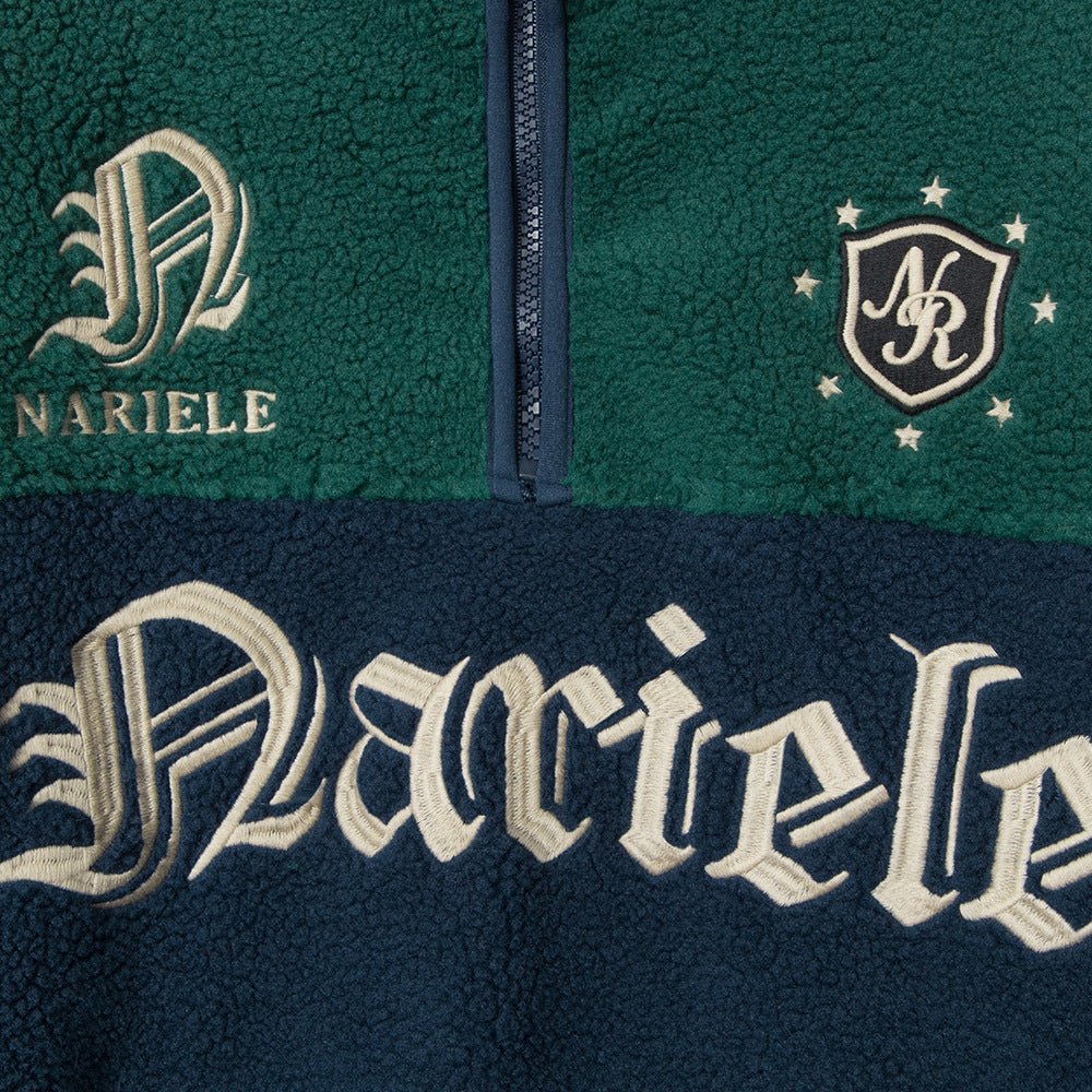 Color Matching Lamb Wool Sweatshirt Half Zipped Stand Collar Long Sleeve Loose Embroidered Letter Cotton-padded Coat