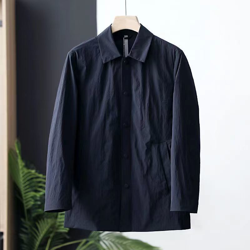 Light Luxury Casual Mid-length Trench Coat Men's Thin Sun-proof Coat Fashion Polo