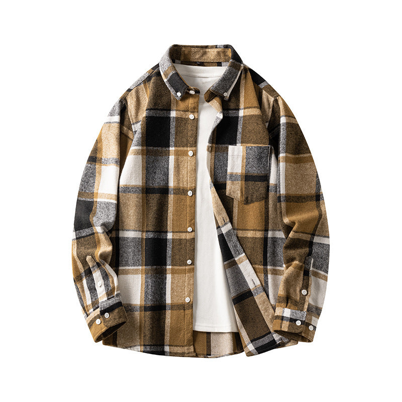 Plaid Casual Thickened Flannel Shirt Men