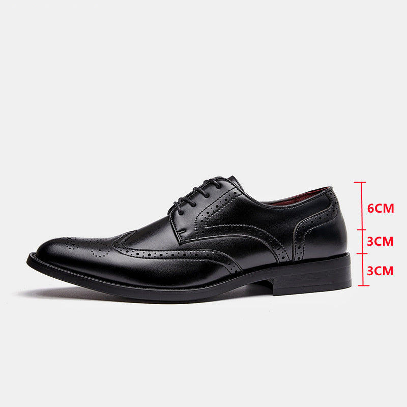 British Lace Up Block Carved Leather Shoes