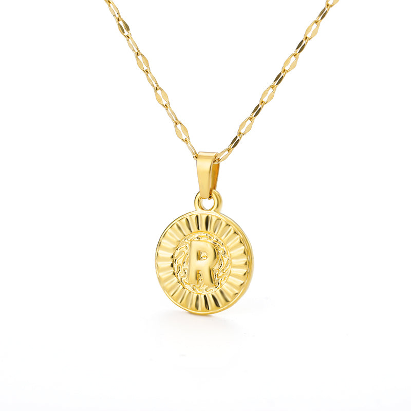 English Alphabet Disc Necklace Men and women