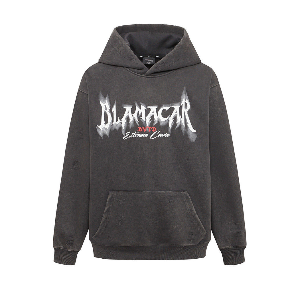 American Retro Heavy Washed Hoodie Design Sense Printed Hoodie