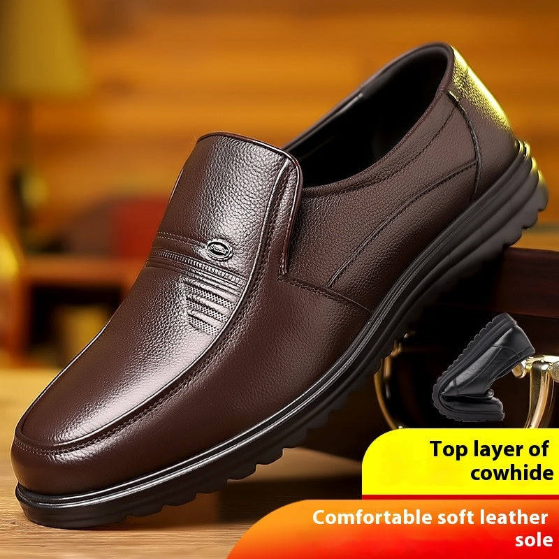 First Layer Cowhide Men's Business Casual Non-slip Soft Leather Soft Sole Shoes