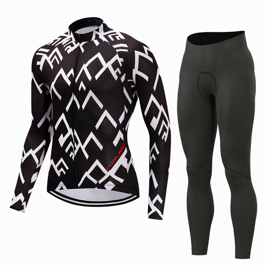 Autumn And Winter Cycling Clothes Men's Long-sleeved Fleece Suspenders Trousers