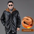 Winter Fleece-lined Plus Thick And Wide Leather Coat For Men