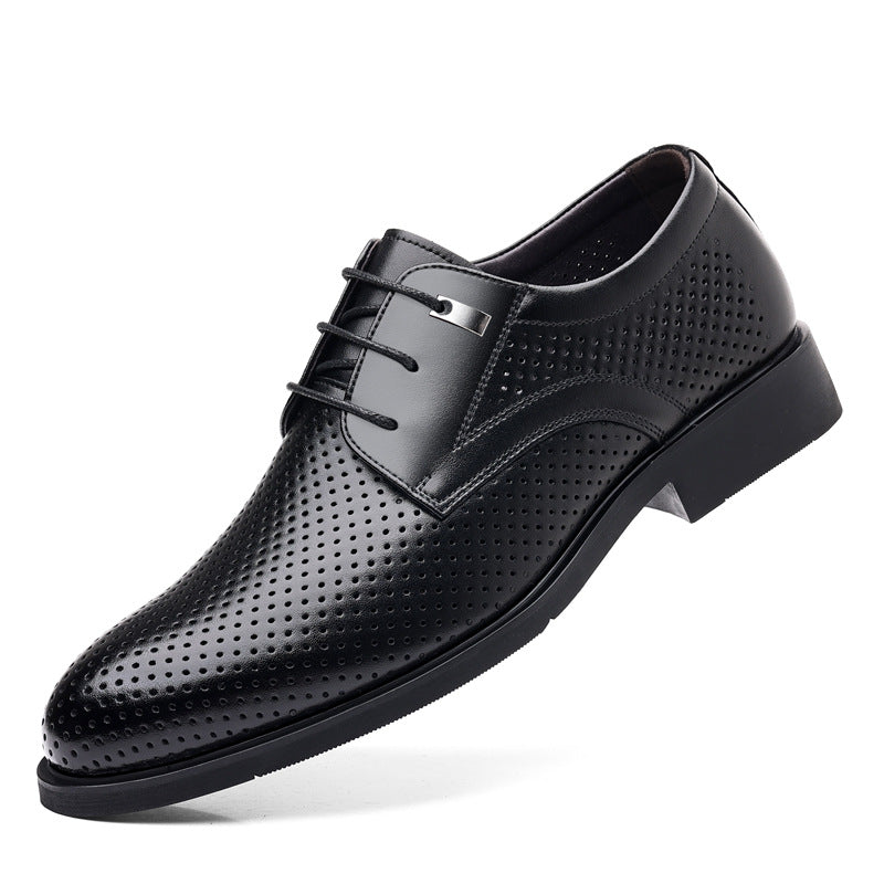 Men's Height Increasing Insole Formal Business Hollow Leather Shoes