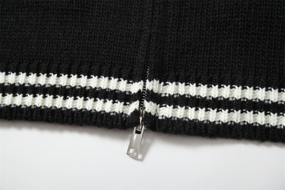 Contrast Color Round Neck Long Sleeve Sweater