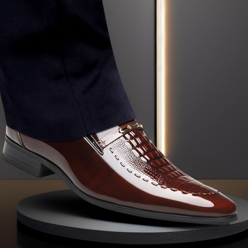 Men's Shoes New Crocodile Pattern Plus Size Patent Leather