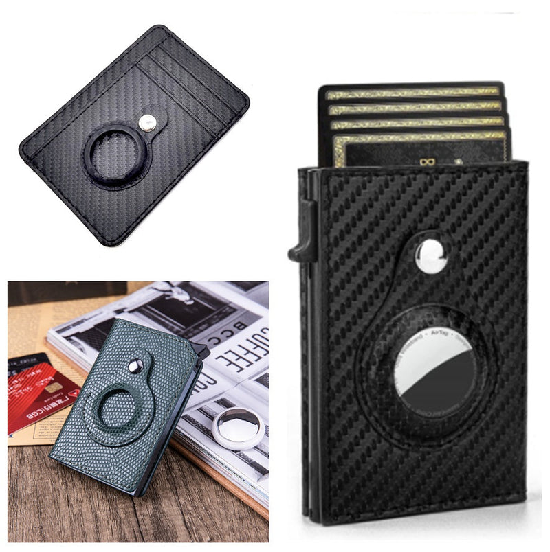 Rfid Card Holder Men Black Short Purse Small Leather Slim Wallets Mini Wallets For Airtag Air Tag