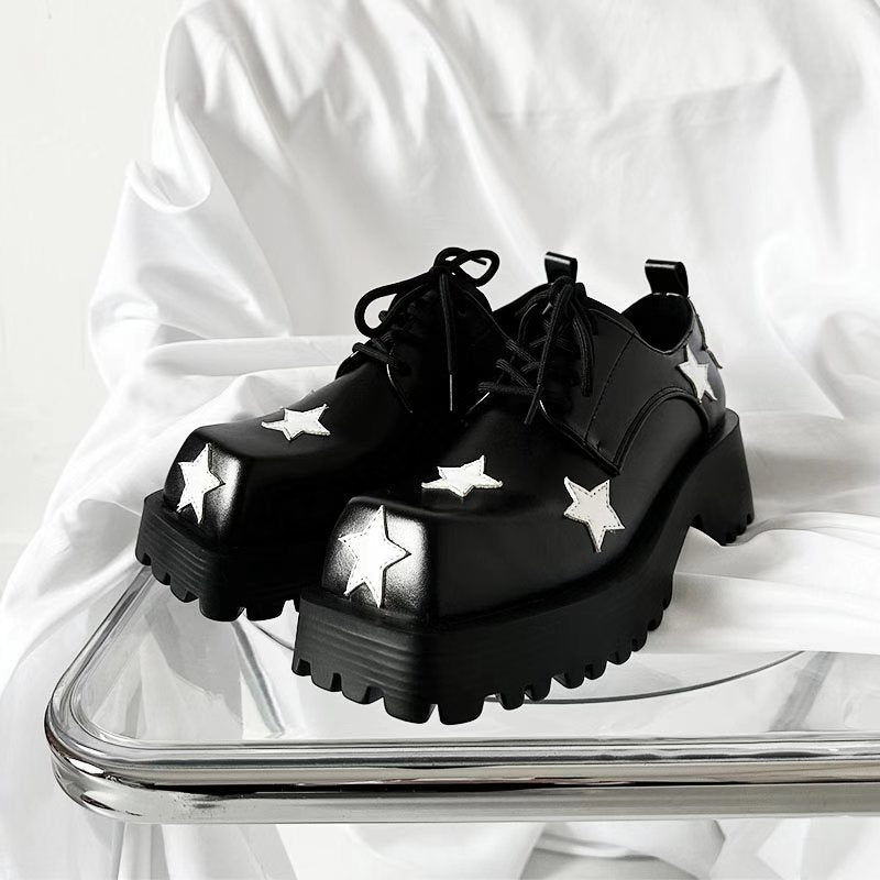 All-match Casual Platform Square Head XINGX Height-increasing Leather Shoes