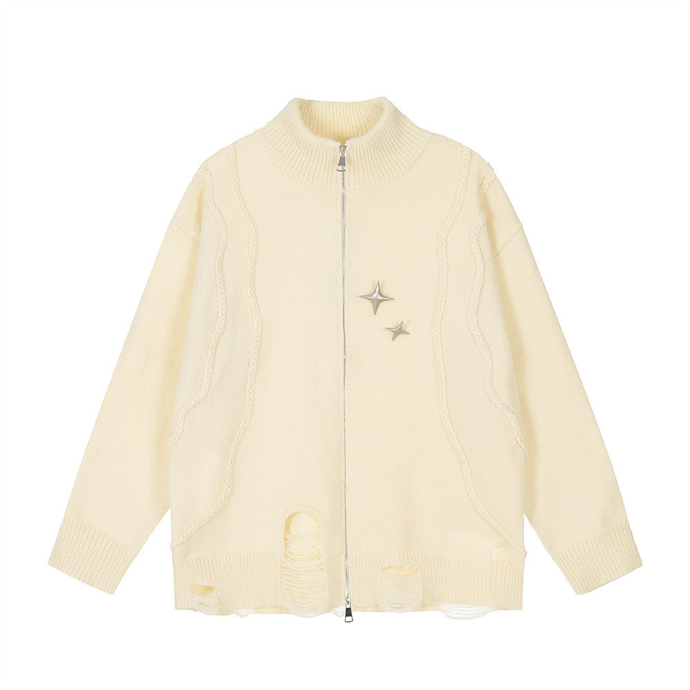 Stand Collar Cardigan Sweater Men's Ins European And American