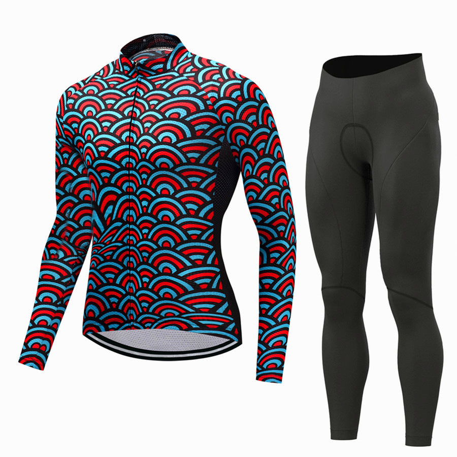 Autumn And Winter Cycling Clothes Men's Long-sleeved Fleece Suspenders Trousers