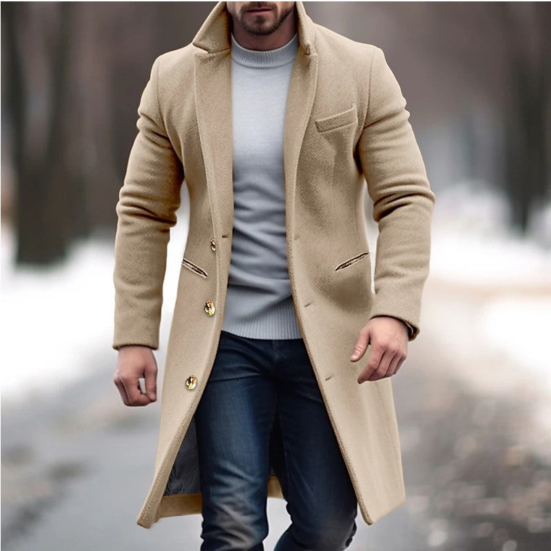 Men's Mid-length woolen Trench Coat