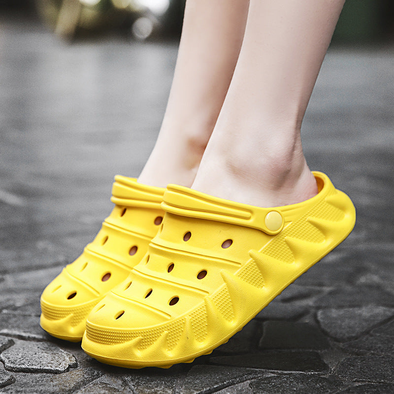 Couple Sandals And Slippers Baotou Hollow, Breathable, Lightweight Casual Two-wear Beach Shoes Hole Shoes