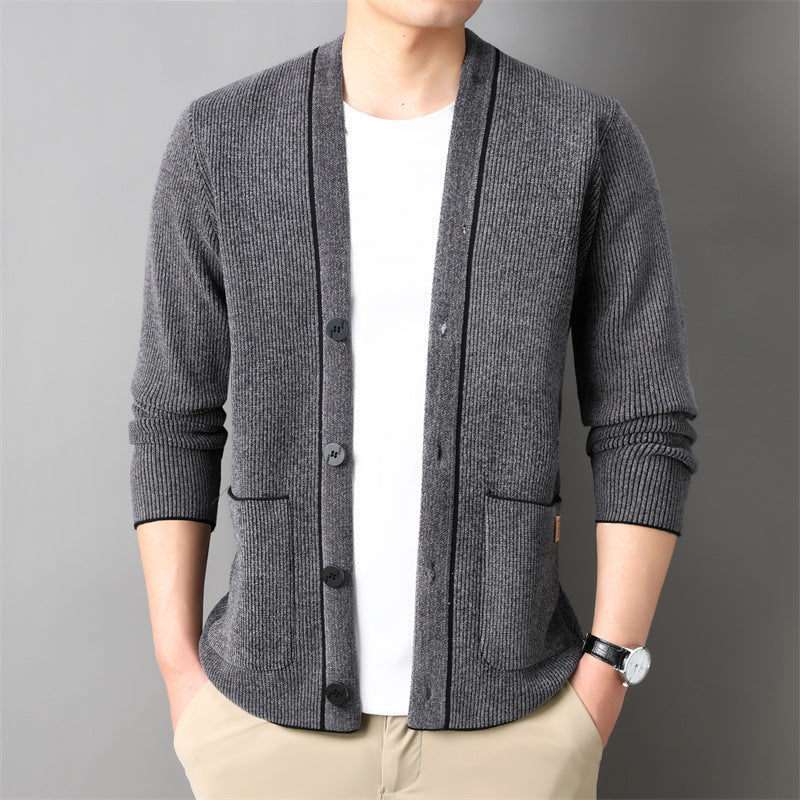 Korean Style Trendy Business Casual Autumn And Winter New Men's Outerwear Corduroy Sweater Coat
