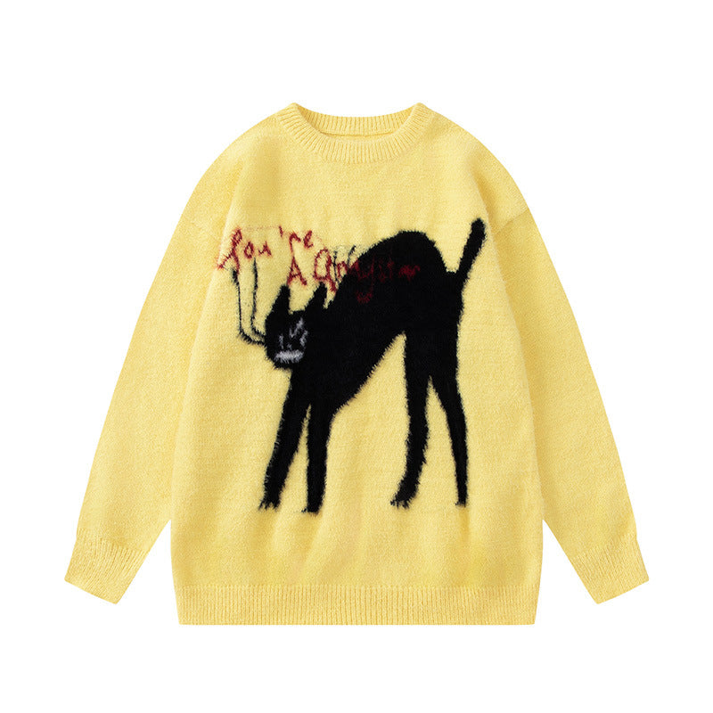 Kitten Round Neck Sweater Men