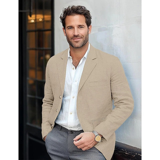 Men's Jacket Casual Cotton And Linen Suit